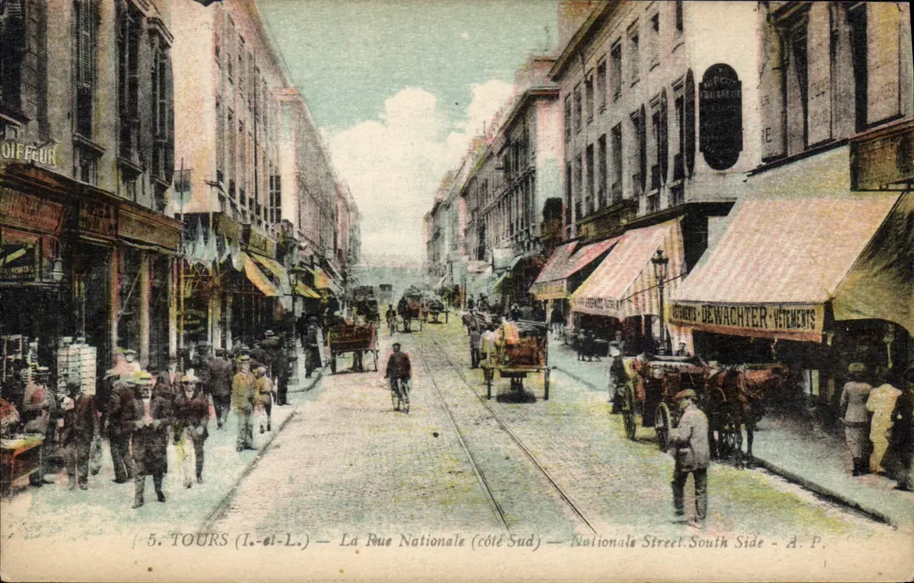 Tours (Loire-et-Loire) — La Rue Nationale (Südseite) — A. P. — Éditeur A. Paperglin, impr. à Tours - Vorderseite