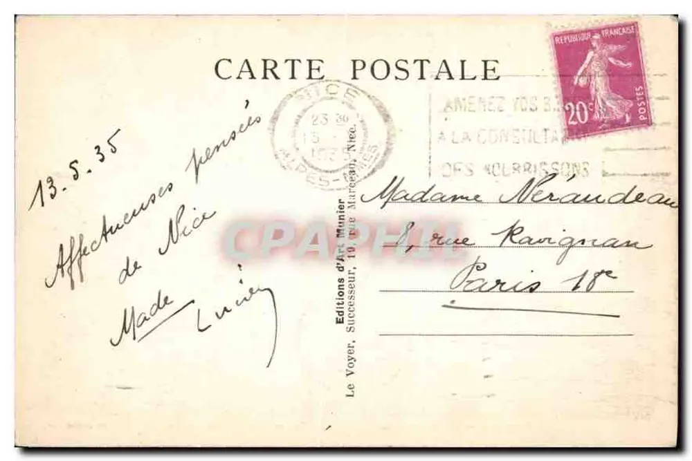 Nice — Promenade des Anglais und Palais de la Méditerranée — Foto Munier - Rückseite