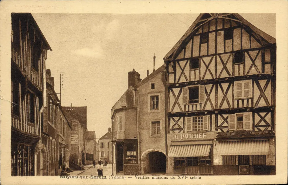 Noyers-sur-Serein (Yonne) — Alte Häuser aus dem 16. Jahrhundert — G. Pothier - Vorderseite