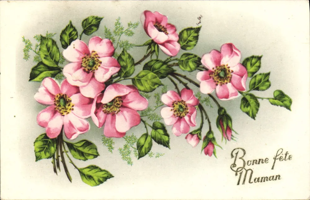 Bouquet de rosas — Feliz cumpleaños mamá — Imprenta L. P. Lyon - Anverso