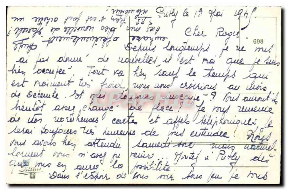 Arranjo de flores — anémonas coloridas — editor desconhecido, n° 698 - Verso