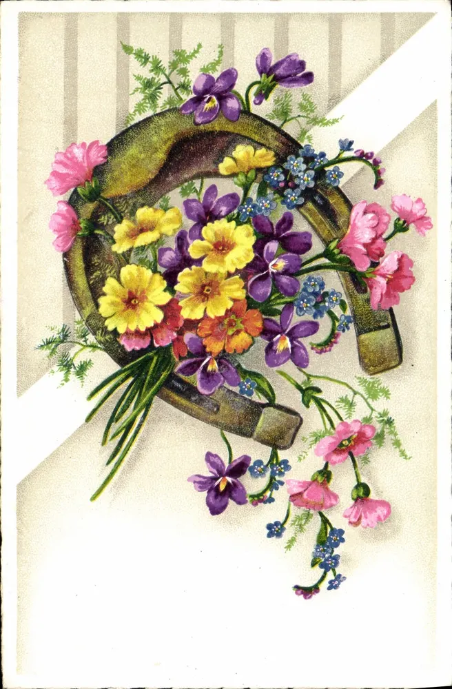 Flores en un hierro de caballo — editor impr. de France, n° 12.58 - Anverso