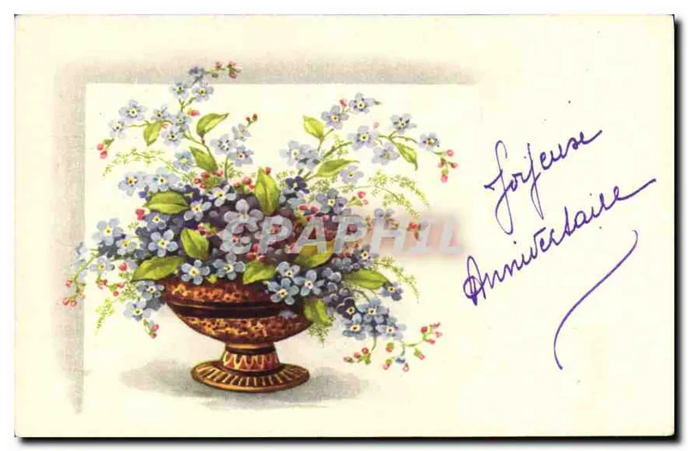 Arranjo de flores azuis — Aniversário — editor não visível - Frente