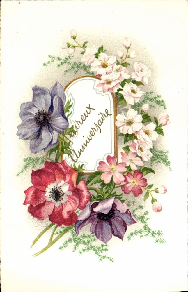 Flores coloridas — Aniversário — Série N°1429, Paris - Frente