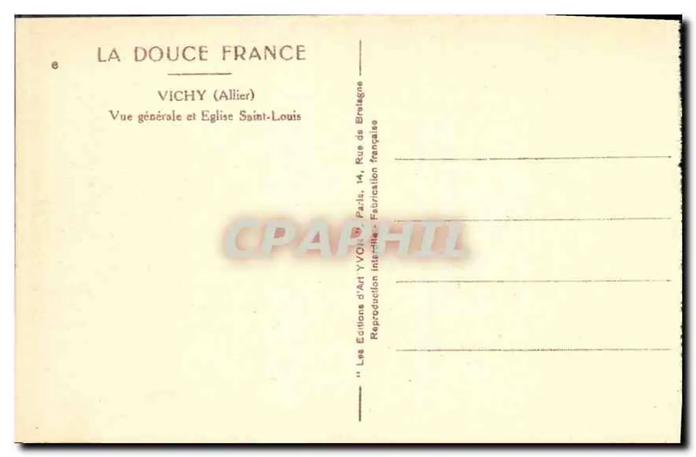 Vichy (Allier) — Allgemeine Ansicht und Kirche Saint-Louis — Yvon Art Editions, Paris - Rückseite