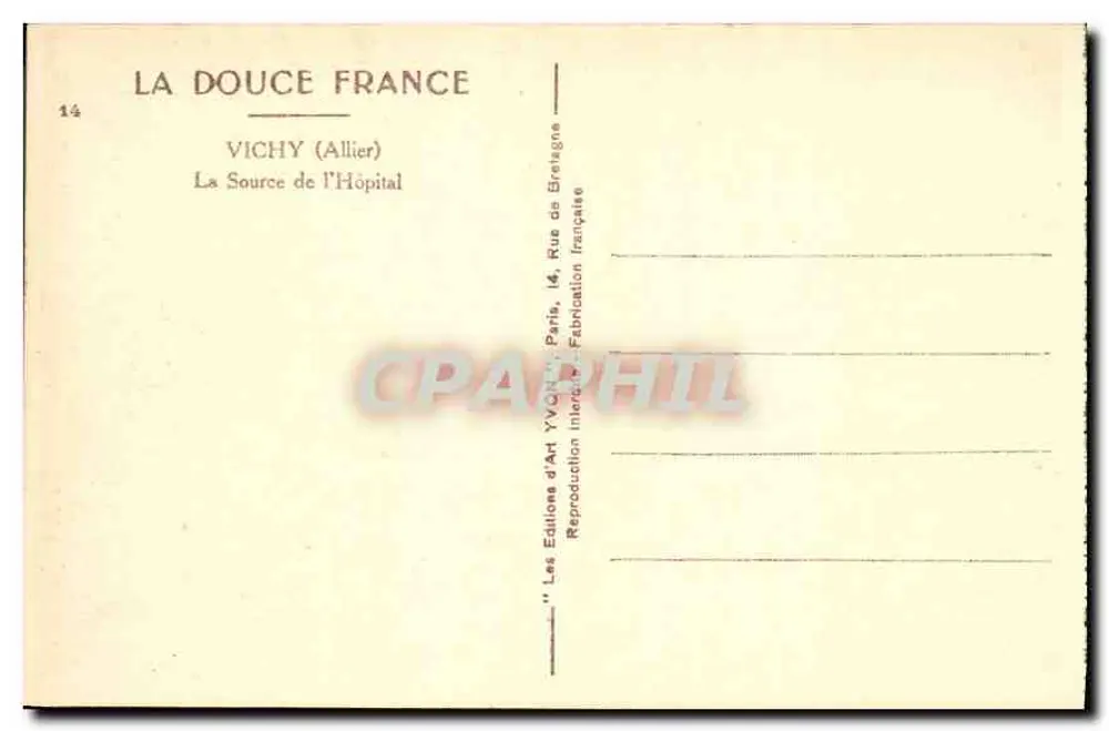 Vichy (Allier) — Źródło Szpitalne — Wydawnictwo Sztuki Yvon - Rewers