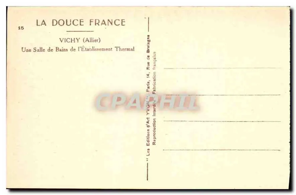 Badezimmer des Thermalbetriebs in Vichy — Vichy (Allier) — Éditions d'Art Yvon, Paris - Rückseite