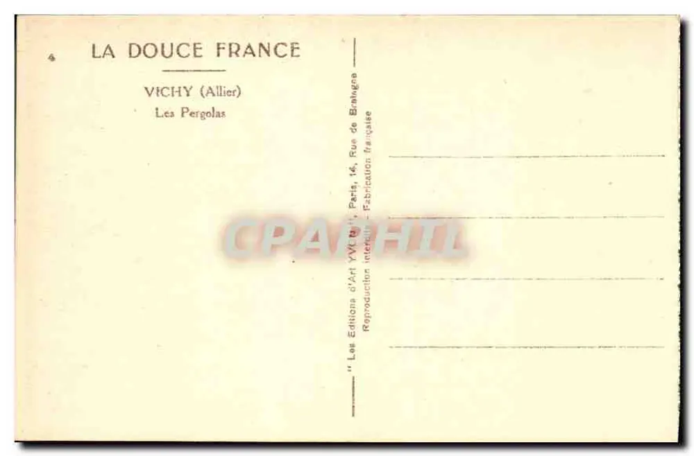Vichy (Allier) — As Pergolas — Edições de Arte Yvon - Verso