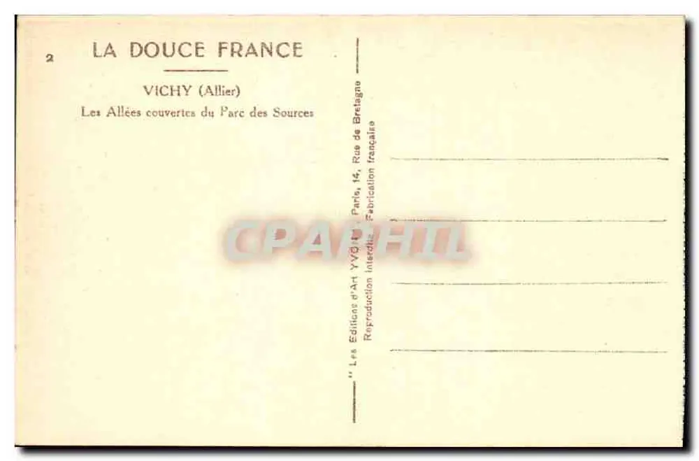 Vichy (Allier) — Die überdachten Gänge des Parks der Quellen — Les Éditions d'Art YV09 - Rückseite