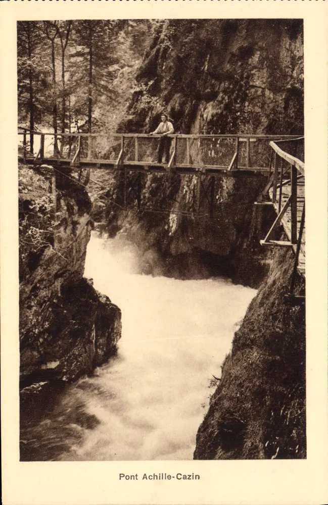 Ponte Achille-Cazin — Gorges da Diosaz, Servoz (814 m) perto de Chamonix — Edições G.O.D.C.E.F. - Frente