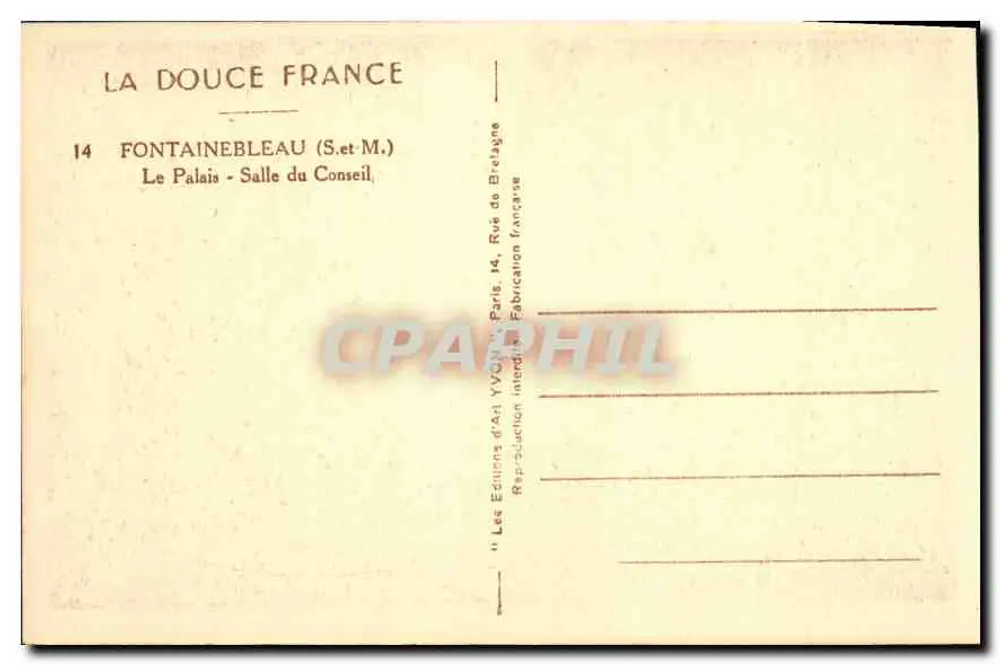 Fontainebleau — Sitzungssaal — Art Editions YVON - Rückseite
