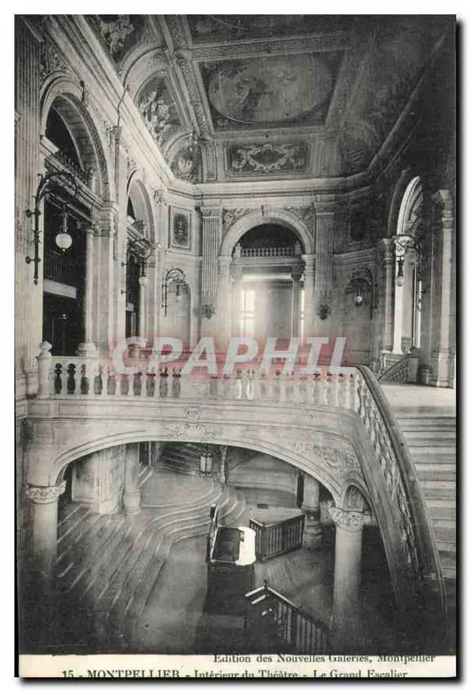 Montpellier — Innenansicht des Theaters — Der Große Treppenaufgang — Édition des Nouvelles Galeries, Montpellier - Vorderseite