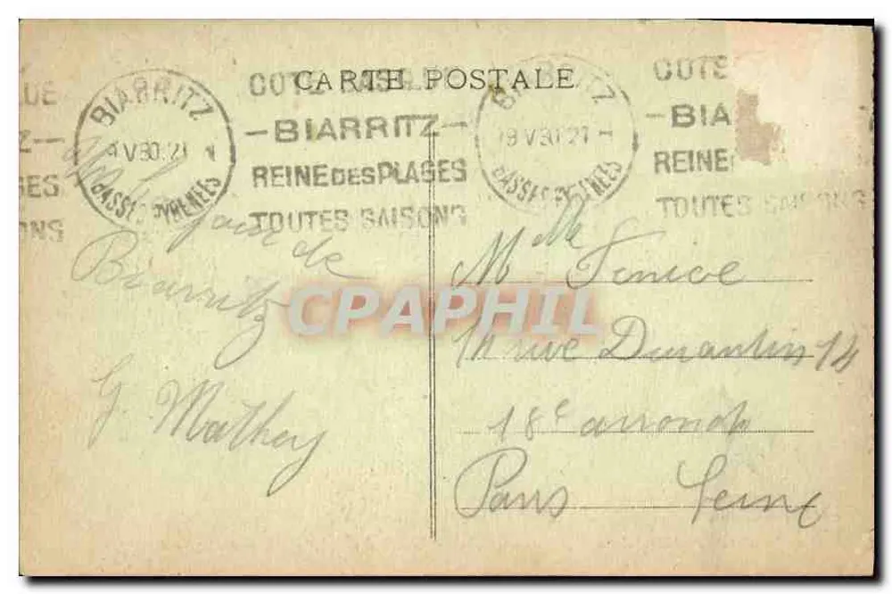Biarritz (B.P.) - Grande Plage - Hotel du Palais und Küste des Leuchtturms - Rückseite