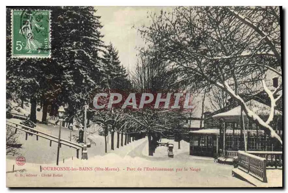 BOURBONNE-les-BAINS (Hte-Marne) — Park des Kurorts mit Schnee — G. B., Verlag, Chéché Buttet - Vorderseite