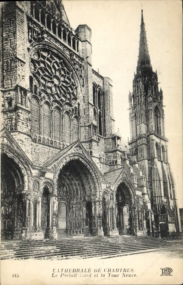 Chartreser Kathedrale — Der Nordportal und die Neue Turm — JND Phot. - Vorderseite