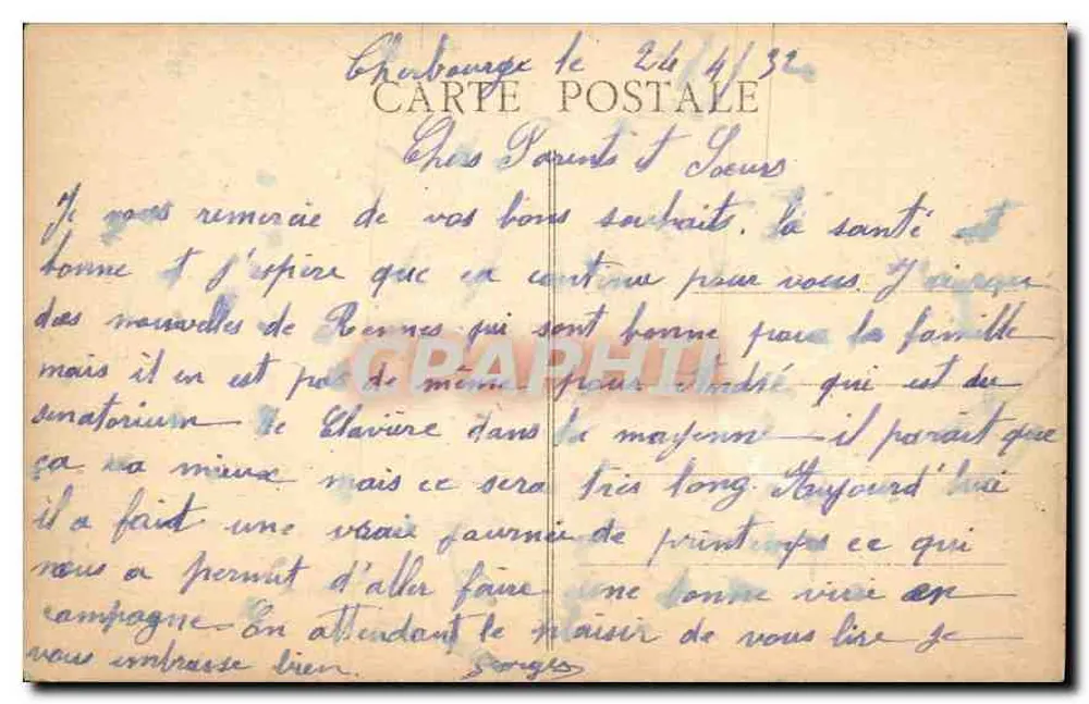 Cherbourg — Das Theater und die Fontaine Mouchi — Sammlung A. B., Verlag, Cherbourg - Rückseite