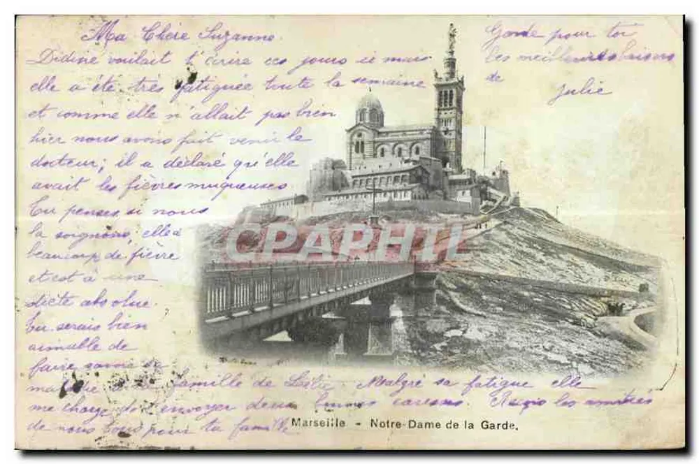 Marseille - Basiliek Notre-Dame de la Garde — uitzicht op de basiliek en brug — uitgever niet zichtbaar - Voorkant