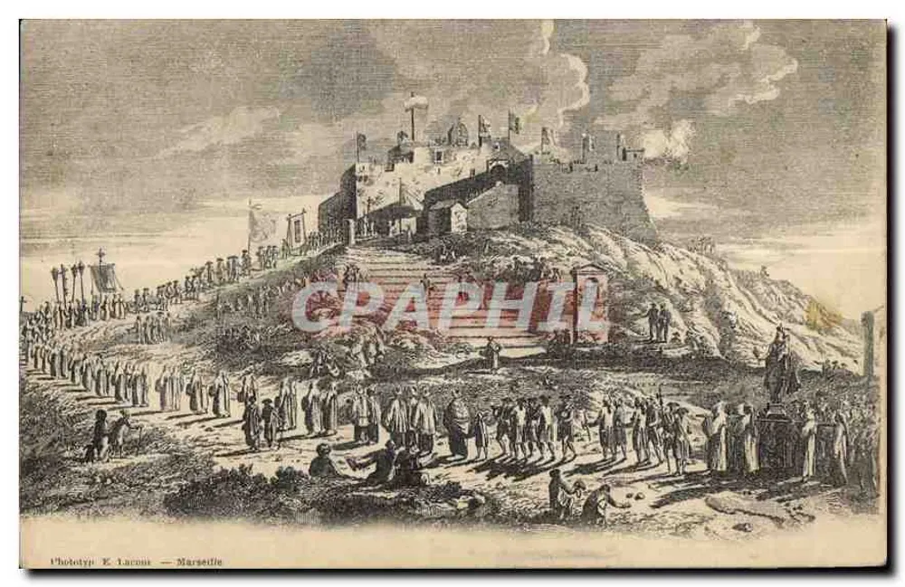 Procissão na colina da Santa Bauma — Phototyp E. Lacoma — Marseille - Frente