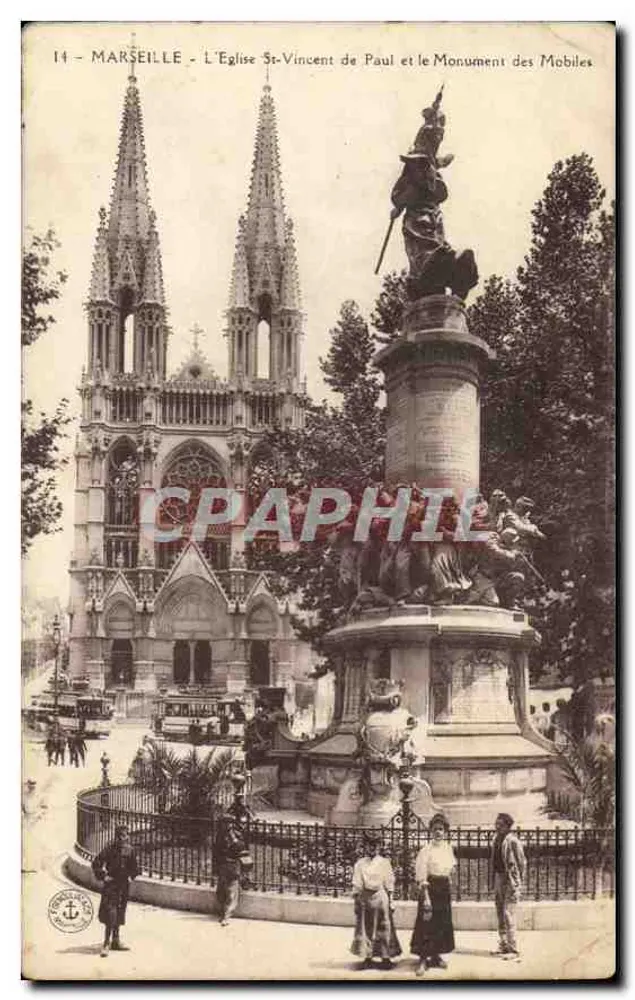 Marseille — Kirche Saint-Vincent de Paul und Denkmal der Mobiles - Vorderseite