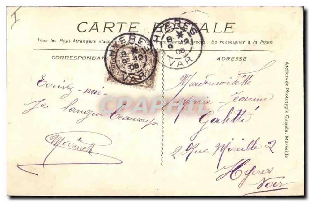 Marseille - Denkmal der Mobiles und die Kirche der Reformierten — Verlag: Atelier de Phototype Guerade - Rückseite