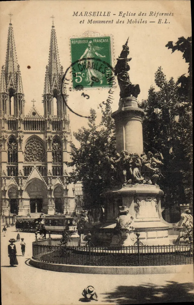 Marseille — Église des Réformés et Monument des Mobiles — E.L. - Vorderseite