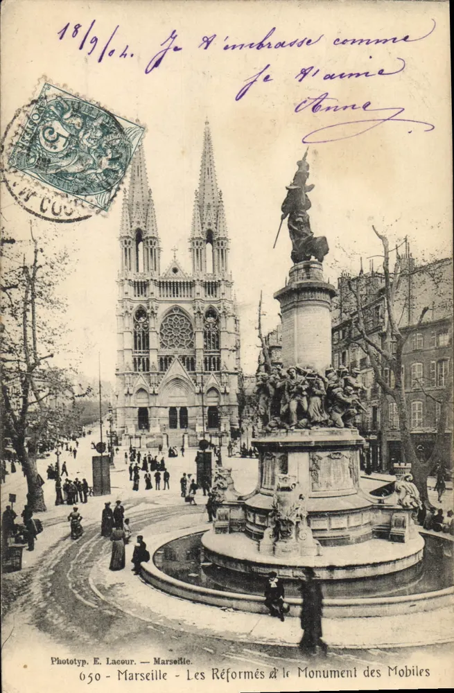 Marseille — Die Reformierten & das Denkmal der Mobiles — Phototyp. E. Lacour - Vorderseite
