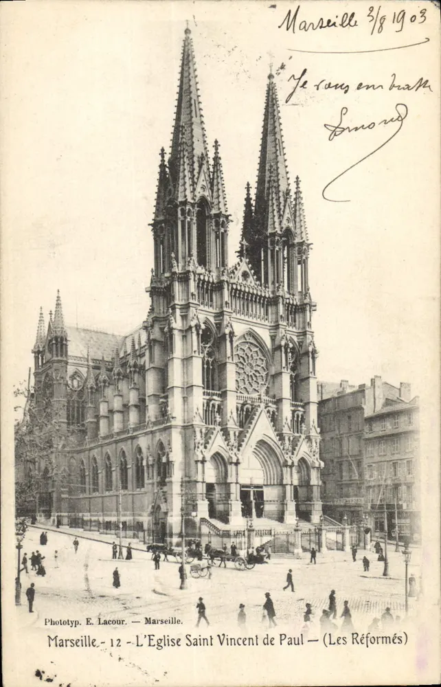 Marseille - Die Kirche Saint Vincent de Paul — (Die Reformierten) — Phototyp. E. Lacour — Marseille - 12 - Vorderseite