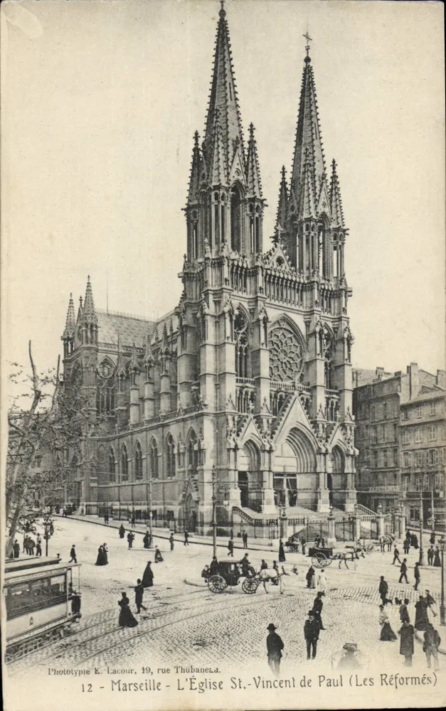 Marseille - Die Kirche Saint-Vincent de Paul (Die Reformierten) — Phototypie E. Lacour, 19 rue Thubanéa - Vorderseite