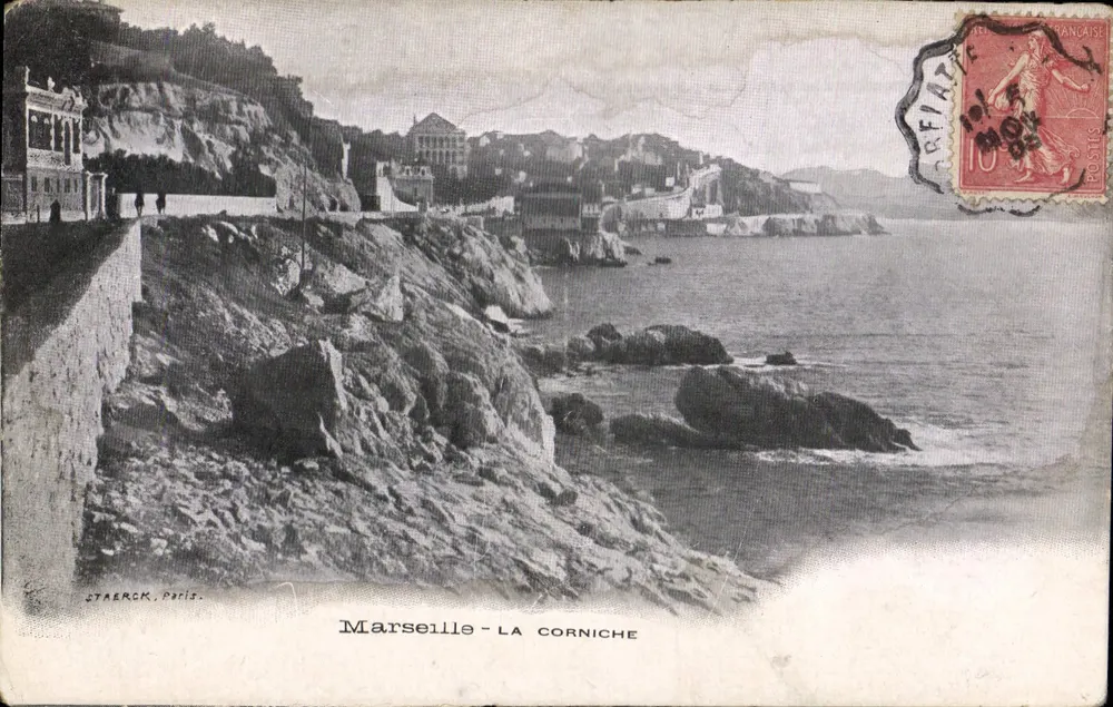 Marseille - A Corniche — vista da costa rochosa — editor Staerck, Paris - Frente