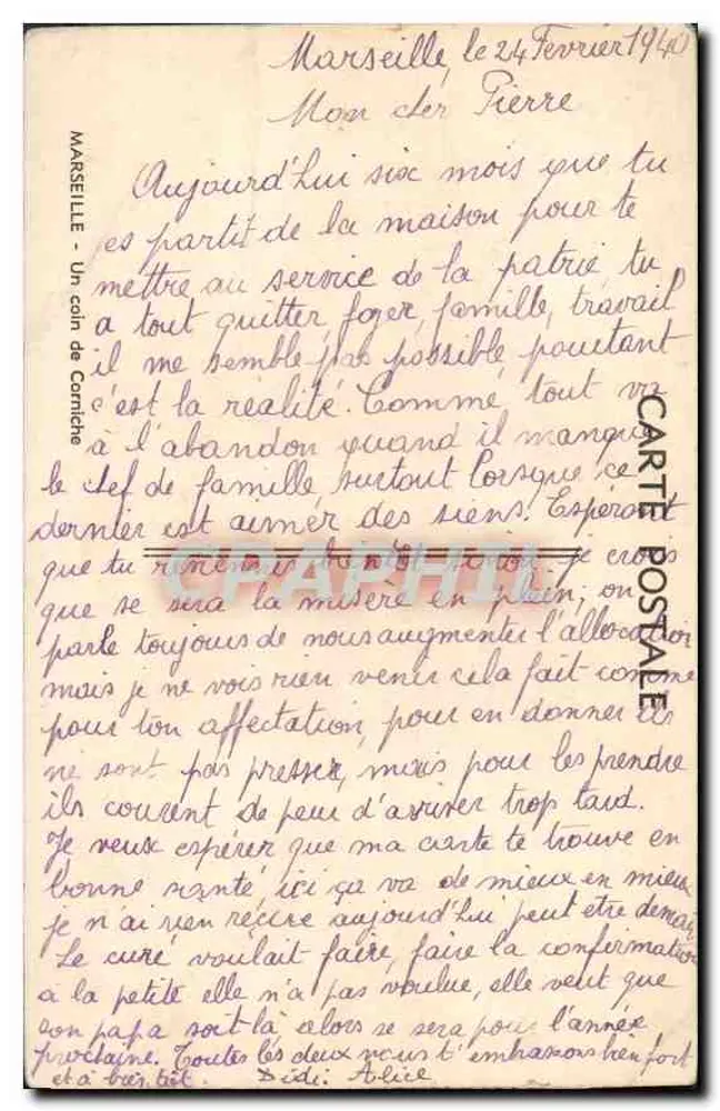 Vista de Marselha — Um canto da Corniche — editor desconhecido - Verso