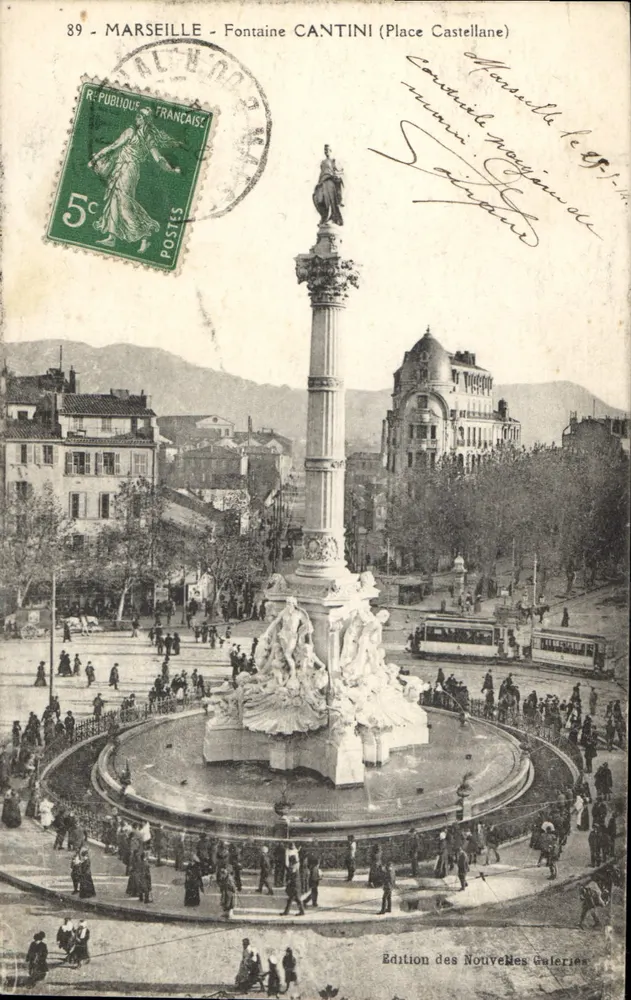 Marseille - Fontaine Cantini (Place Castellane) — Edition der Nouvelles Galeries, Nr. 39 - Vorderseite