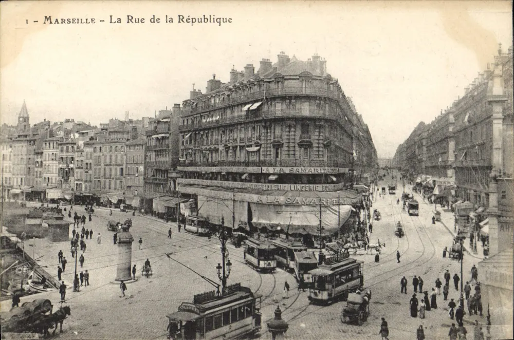 Marselha - A Rue de la République — vista da Samaritaine — editor desconhecido, n° 1 - Frente