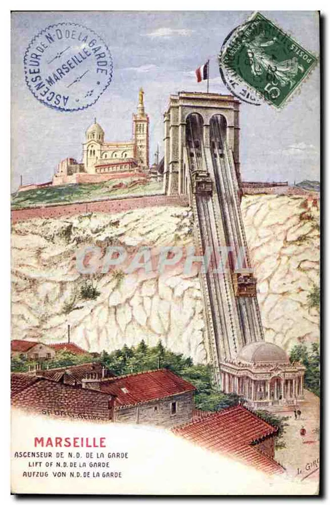 Marseille — Elevador de Nossa Senhora da Guarda — Edição da Sociedade do Elevador Nossa Senhora da Guarda - Frente