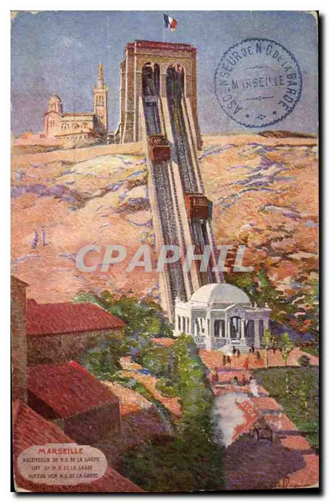 Marseille — Elevador de N.D. de la Garde — Editor S. L. B. Marseille - Frente