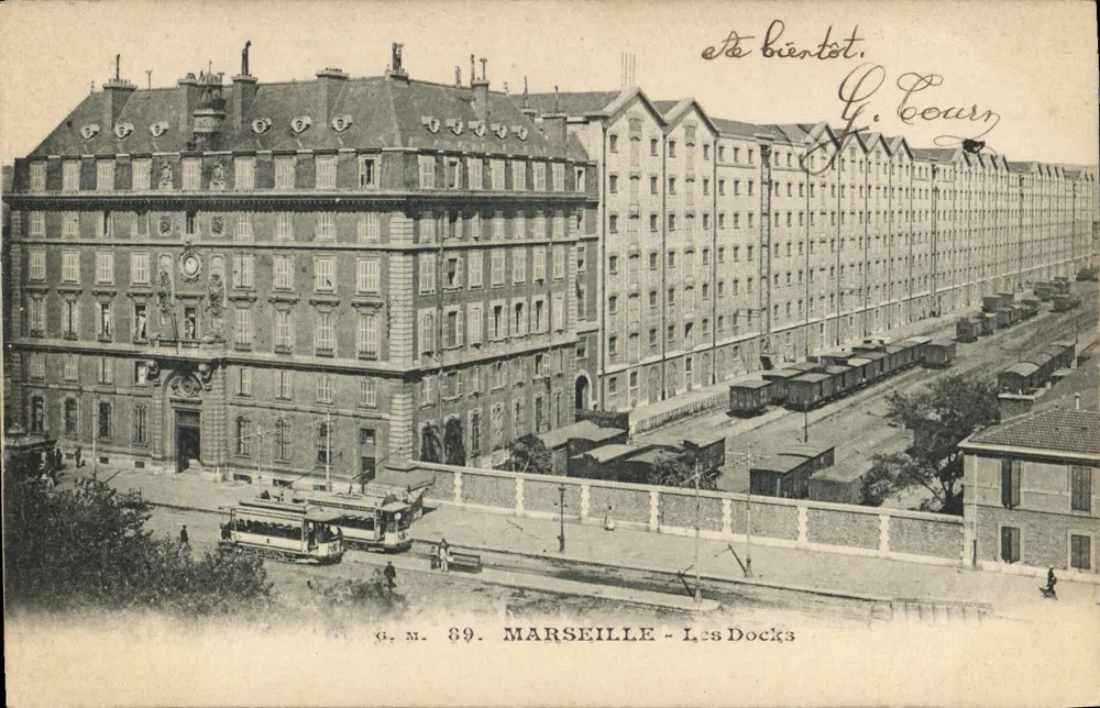 Marseille - Port — widok nabrzeży i tramwaju — G.M. 89 - Awers