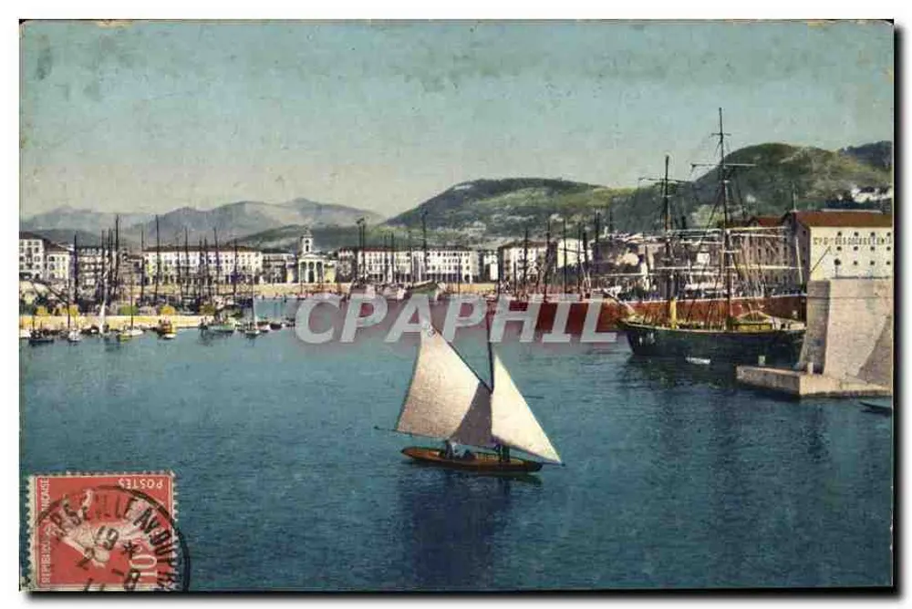 Porto de Marselha — vista do porto com barcos de vela — editor C. P. Raphil, n° 31590 - Frente