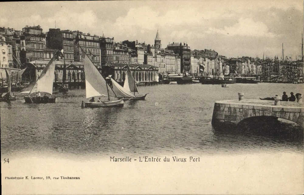 Marseille - Ansicht des alten Hafens — Phototypie E. Lacour, 19, rue Thubaneau, n°54 - Vorderseite