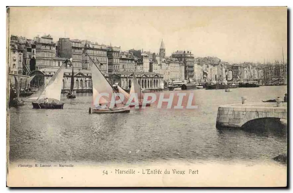 Marseille - Die Anhöhe des alten Hafens — Phototyp. E. Lacour — n° 54 - Vorderseite