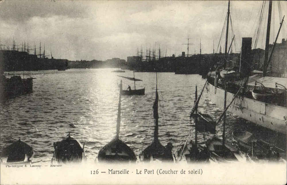 Marseille - O Porto (Pôr do sol) — Fototipia E. Lacour — n° 126 - Frente
