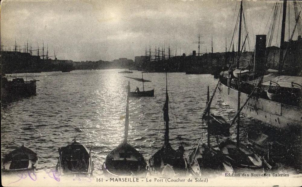 Marsiglia - Il Porto (Tramonto) — Edizione delle Nuove Gallerie, n° 161 - Recto