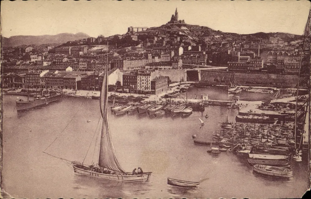 Hafen von Marseille — Carénage-Becken und Kirche N.-D. de la Garde — Verlag unbekannt - Vorderseite