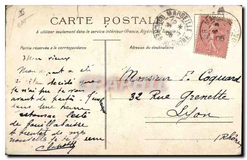 Marseille — Eingang zum Vieux-Port — Ausgabe C. Marlière - Rückseite