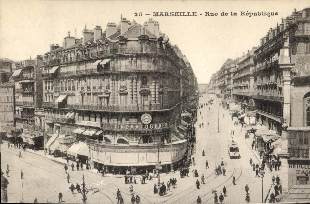 Marseille - Rue de la République — Cinema Teografico e Sociedade Geral de Banco — Editor não identificado, n° 25 - Frente
