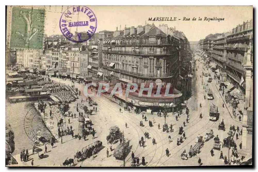 Marselha - Rue de la République — vista panorâmica — editor não identificado, número de série não visível - Frente