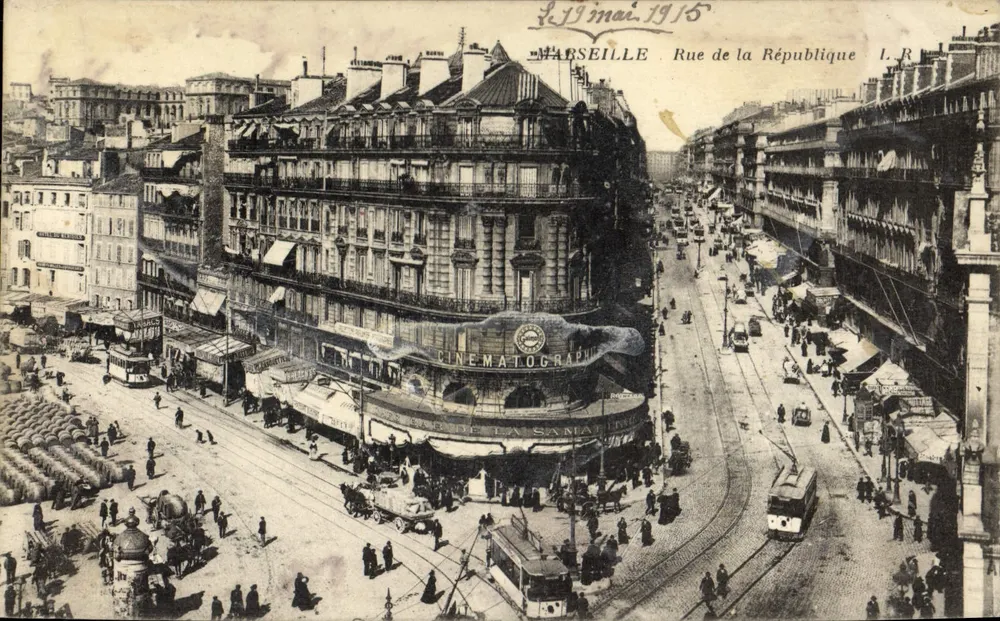 Marselha — Rue de la République — Cinématographe de la Samia — I.R. — 19 de maio de 1915 - Frente
