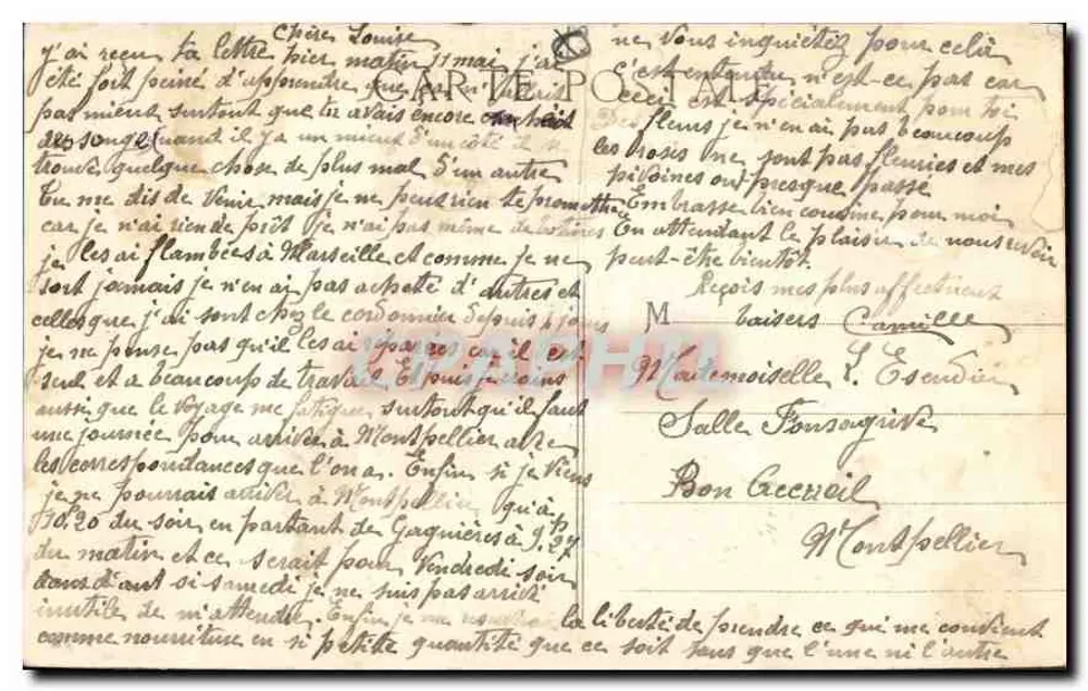 Marselha — Rue de la République — Cinématographe de la Samia — I.R. — 19 de maio de 1915 - Verso