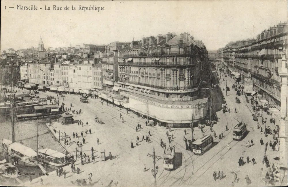 Marseille - A Rue de la République — vista panorâmica — fototipia L. Lacour - Frente