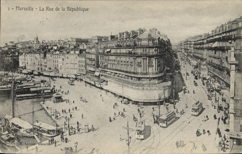Marselha - A Rua da República — Fototipia F. Lacoine, n°1 - Frente