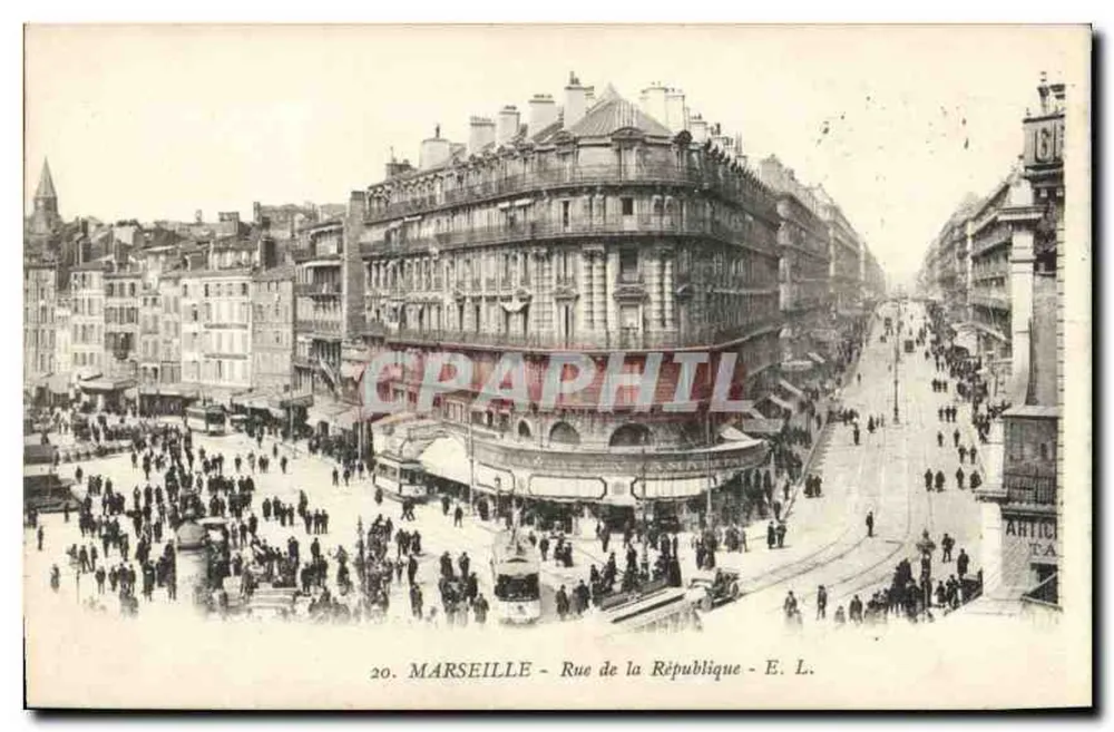 Marseille - Rue de la République — vista animada com trêmio — E. L. - Frente