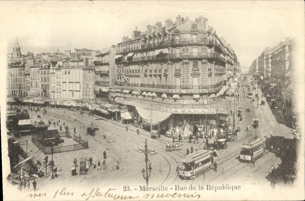 Marseille - Rue de la République — vista da Samaritaine — editor anônimo, n° 23 - Frente